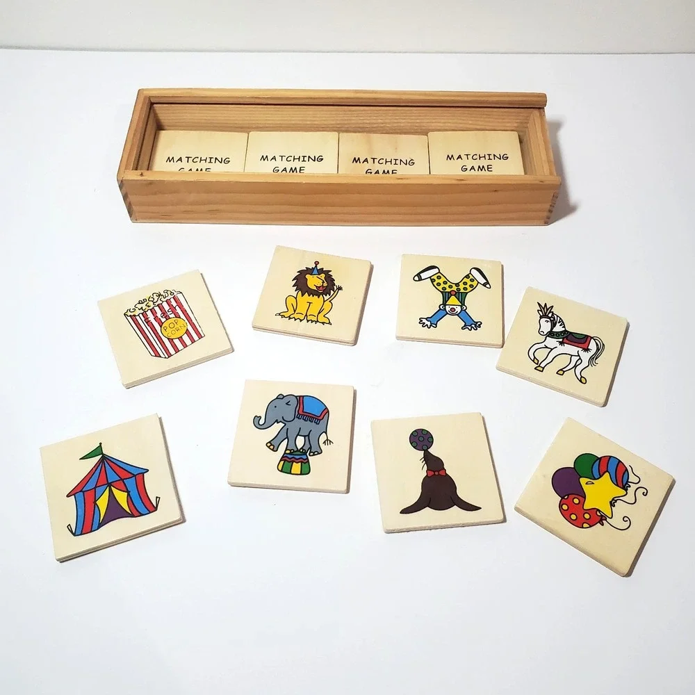 Kids Games - Match‎ Game and Dominos - Wood Circus Theme